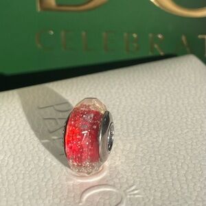 Pandora Glitter Faceted Red Murano Charm Bead